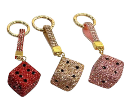 RHINESTONE DICE KEY CHAIN KC1112-21 (12PC)