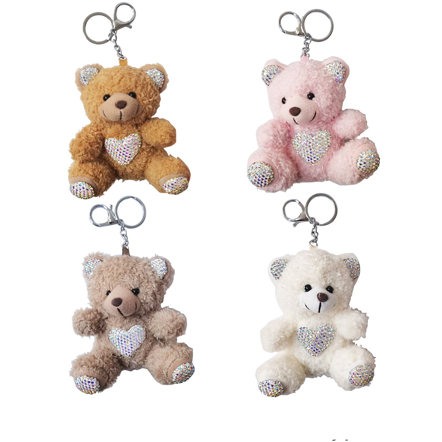 RHINESTONE BEAR PLUSH KEY CHAIN KC31219-69 (12PC)