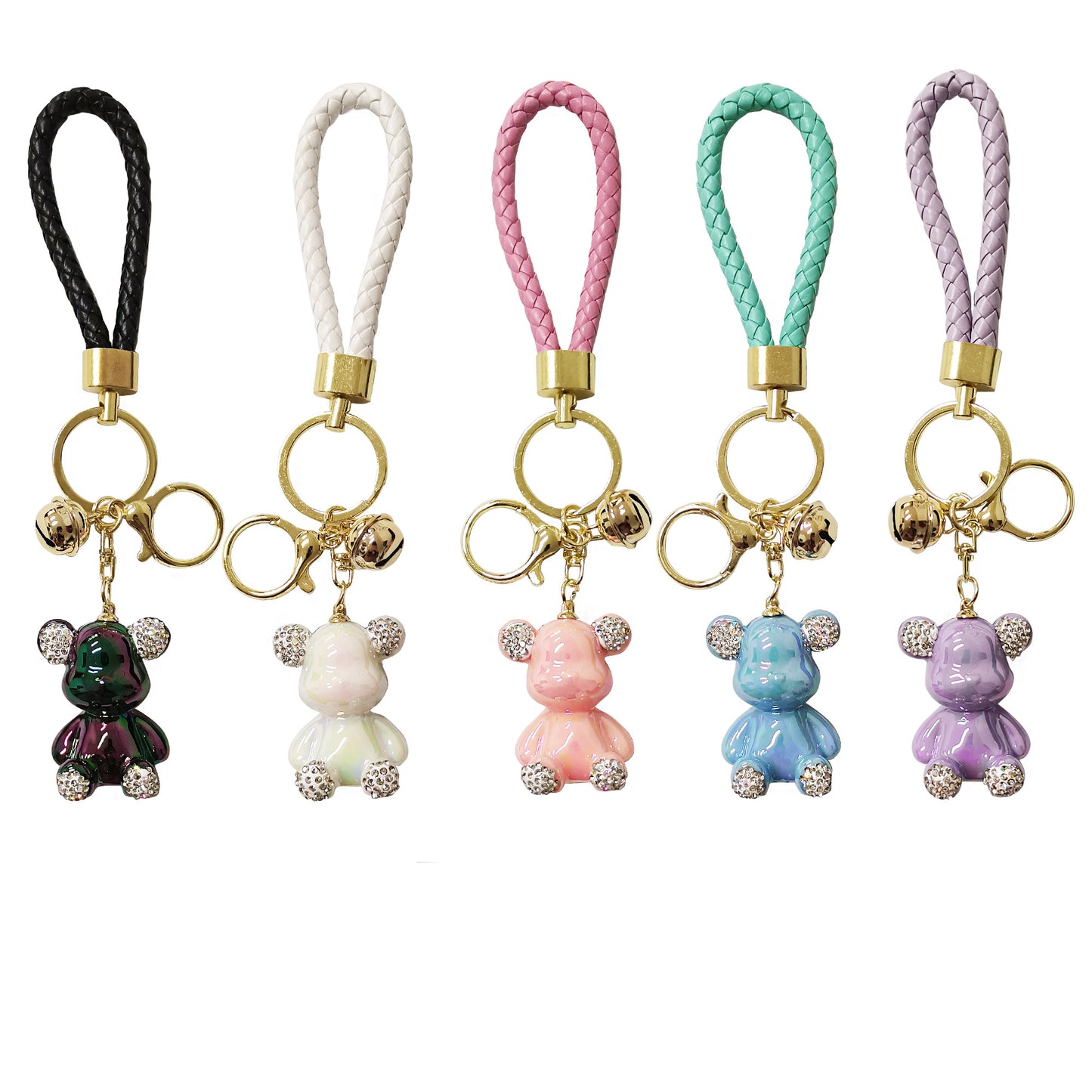 RHINESTONE BEAR STRAP KEY CHAIN KC3209-129 (12PC)