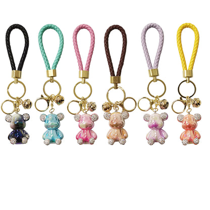 RHINESTONE BEAR STRAP KEY CHAIN KC3209-130 (12PC)