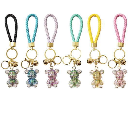 RHINESTONE SPARKLE BEAR STRAP KEY CHAIN KC3209-131 (12PC)