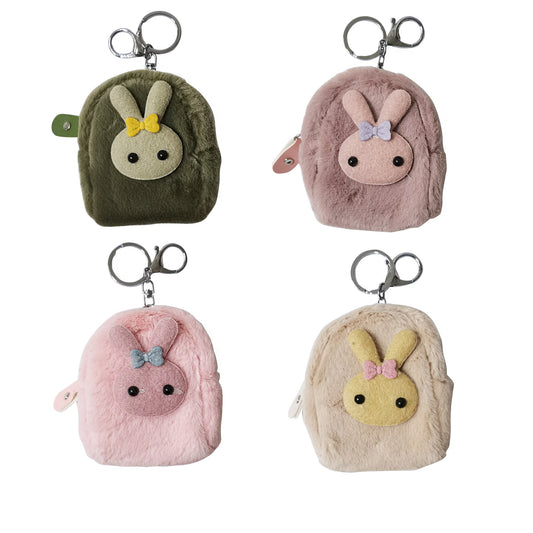 POM POM RABBIT MINI COIN BAG KEY CHAIN KC3403-26 (12PC)