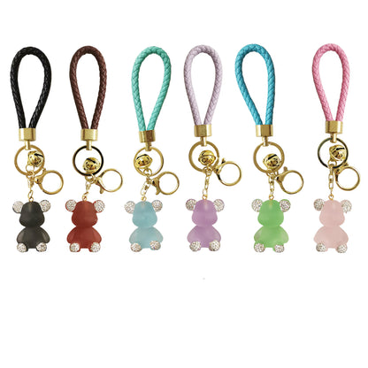 RHINESTONE BEAR WRIST BAND KEY CHAIN 3511-77 (12PC)