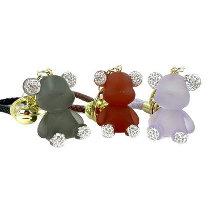 RHINESTONE BEAR WRIST BAND KEY CHAIN 3511-77 (12PC)