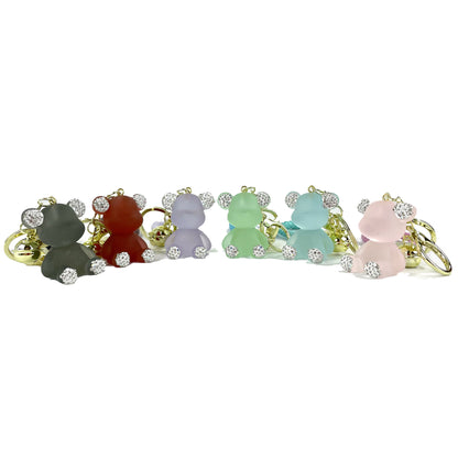 RHINESTONE BEAR WRIST BAND KEY CHAIN 3511-77 (12PC)