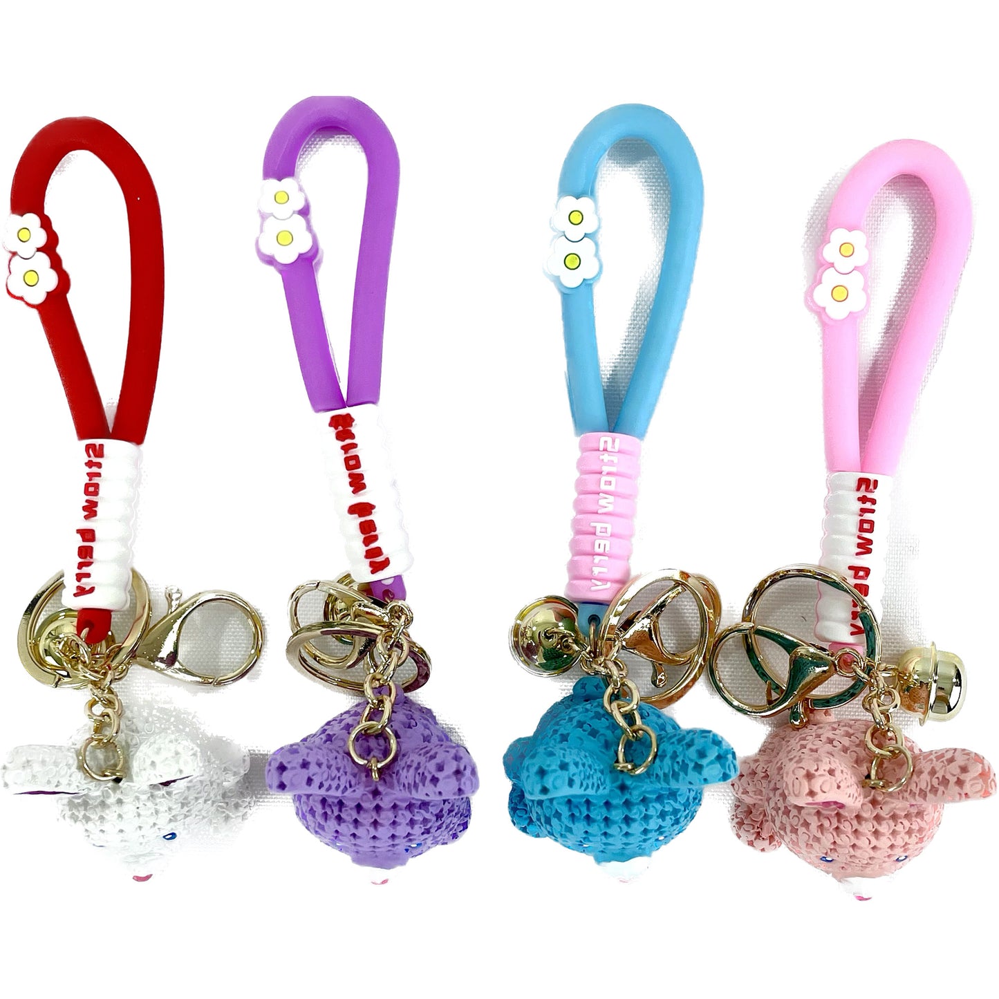 CUTE RABBIT FLOWER WRIST BAND KEY CHAIN 3511-85 (12PC)