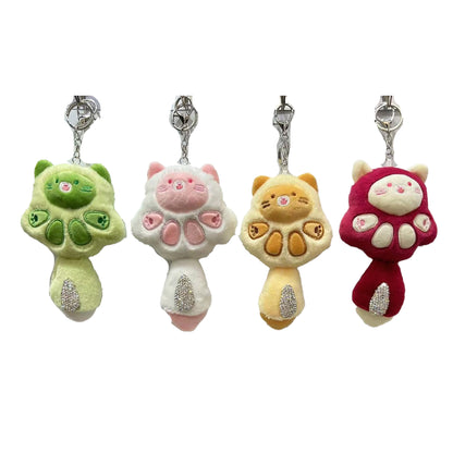 RHINESTONE CAT TAIL PAW PLUSH KEY CHAIN KC3914-3 (12PC)