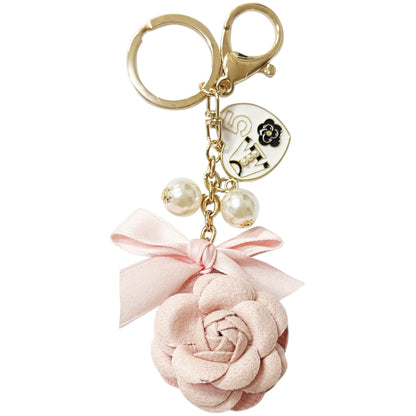 ROSE RIBBON WITH PEARL AND CHARM KEY CHAIN KC41101-30  (12PC)