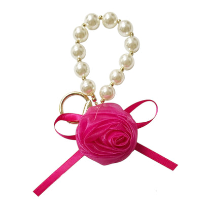 ROSE RIBBON WITH PEARL KEY CHAIN KC41101-31R (12PC)