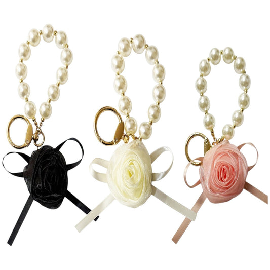 ROSE RIBBON WITH PEARL KEY CHAIN KC41101-31 (12PC)