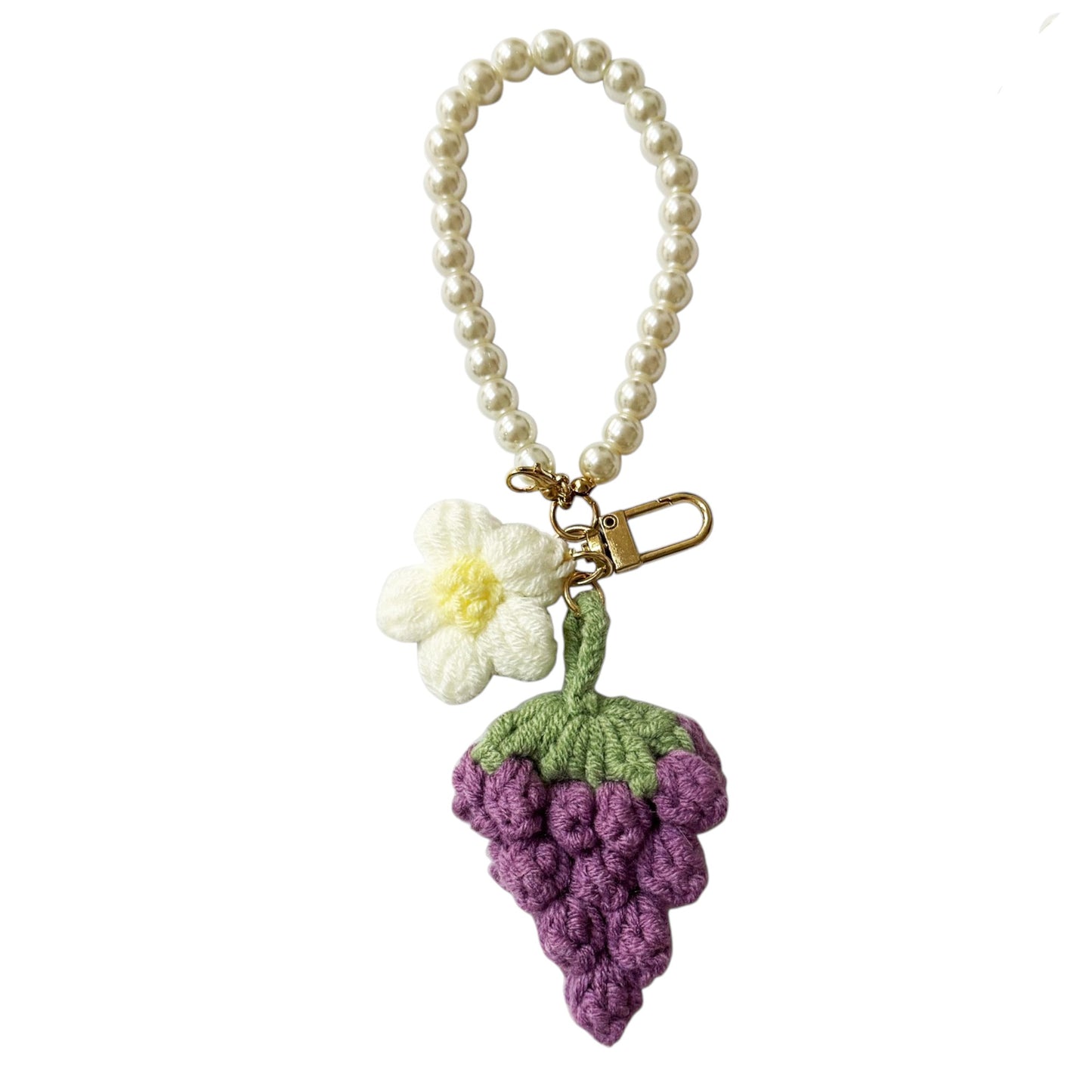 GRAPE FLOWER PEARL KEY CHAIN KC41101-32 (12PC)