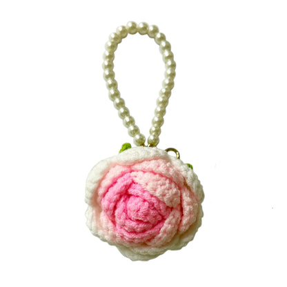 ROSE KNITTED PEARL KEY CHAIN KC41101-35 (12PC)