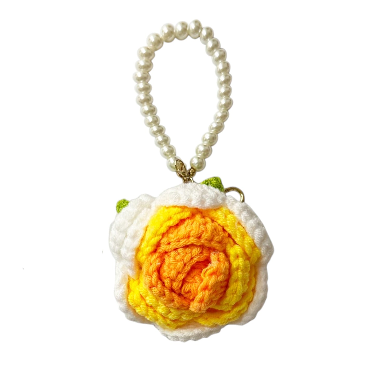 ROSE KNITTED PEARL KEY CHAIN KC41101-35 (12PC)