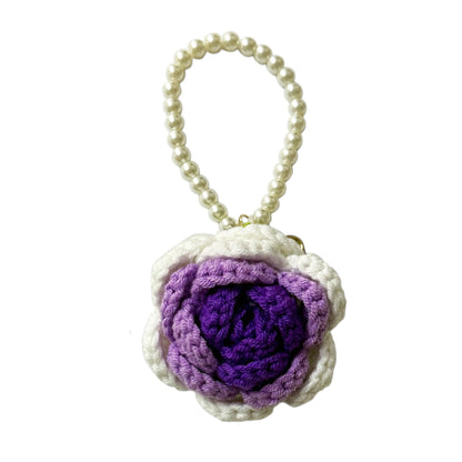 ROSE KNITTED PEARL KEY CHAIN KC41101-35 (12PC)