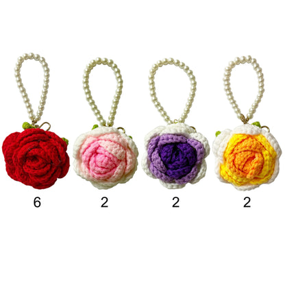 ROSE KNITTED PEARL KEY CHAIN KC41101-35 (12PC)