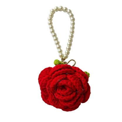 ROSE KNITTED PEARL KEY CHAIN KC41101-35 (12PC)