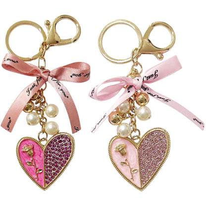 RHINESTONE HEART WITH JUST FOR YOU RIBBON KEY CHAIN KC41101-9 (12PC)