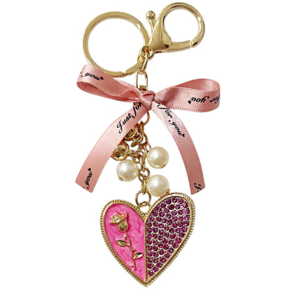 RHINESTONE HEART WITH JUST FOR YOU RIBBON KEY CHAIN KC41101-9 (12PC)