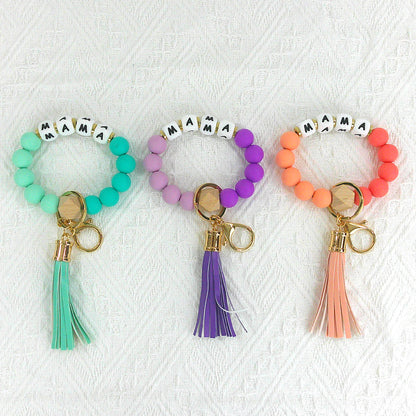 MAMA SILICONE BEADED BRACELET KEY CHAIN 4210-11 (6PC)