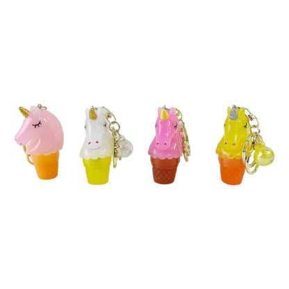 LED LIGHT UNICORN ICE CREAM CONE KEY CHAIN KC511-4 (12PC)