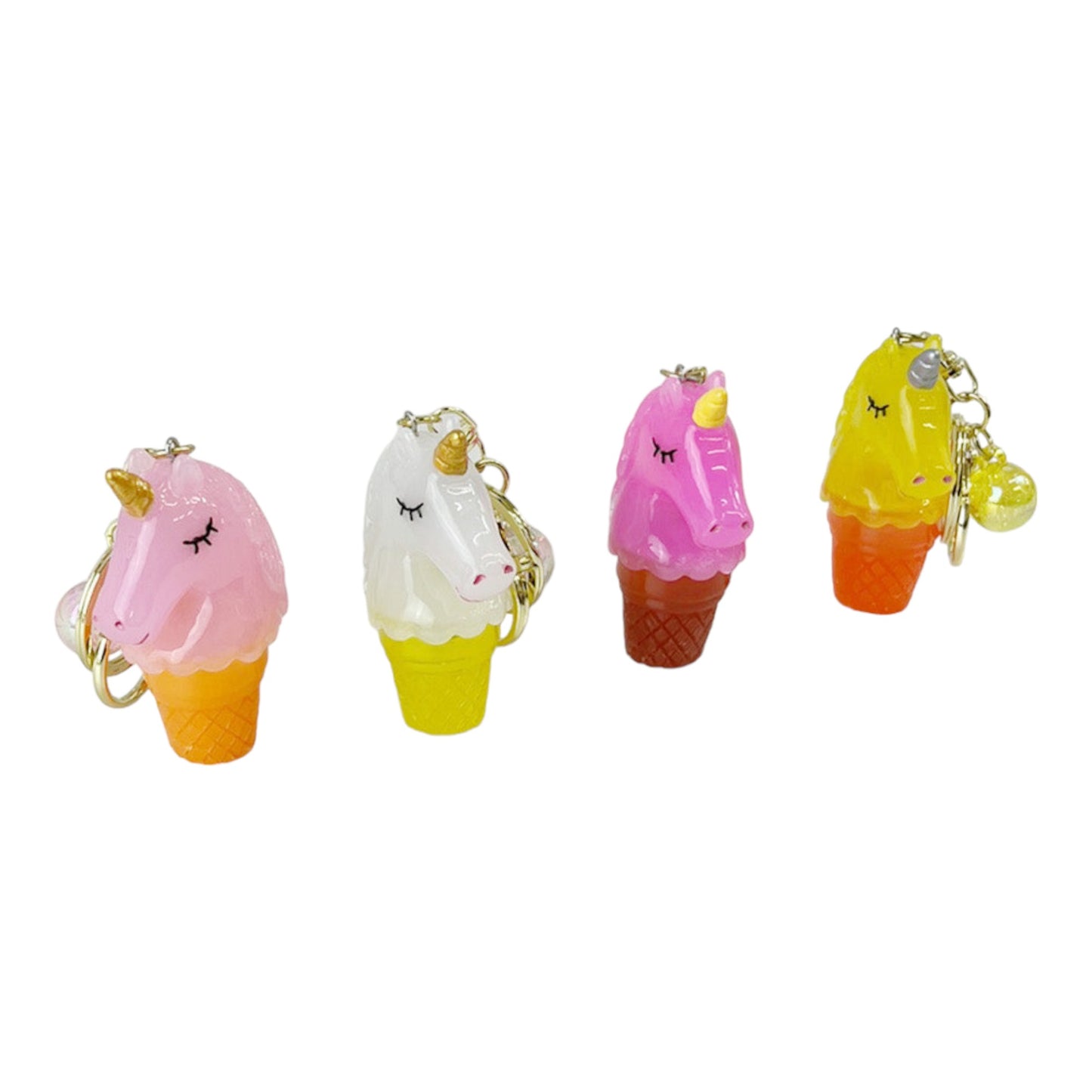 LED LIGHT UNICORN ICE CREAM CONE KEY CHAIN KC511-4 (12PC)