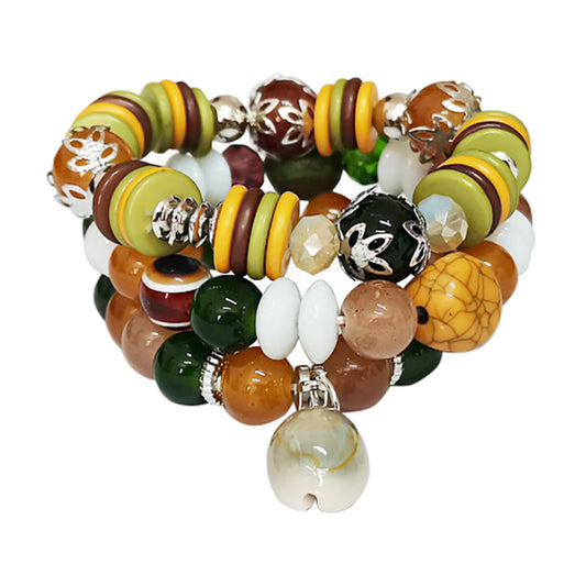 NATURAL STONE SHELL CHARM BRACELET 2521-76 (12PC)