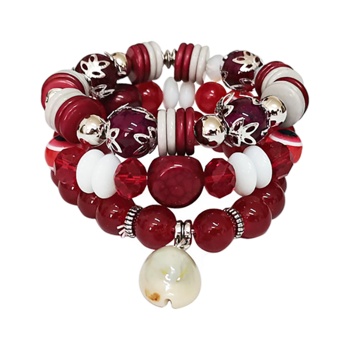 NATURAL STONE SHELL CHARM BRACELET 2521-76 (12PC)