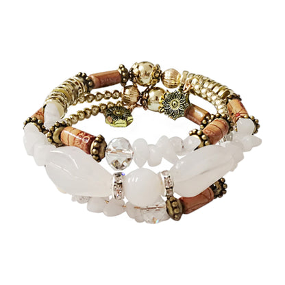 COLOR STONE N GOLD BEAD BRACELET 2221-29 (12PC)