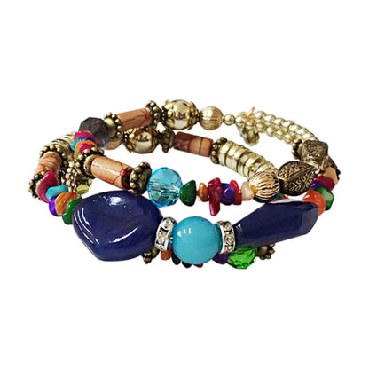 COLOR STONE N GOLD BEAD BRACELET 2221-29 (12PC)