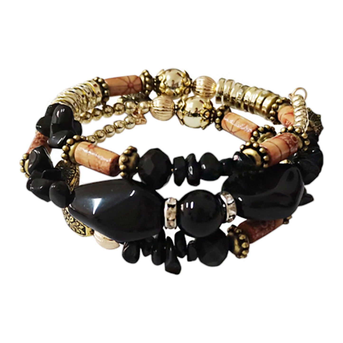 COLOR STONE N GOLD BEAD BRACELET 2221-29 (12PC)