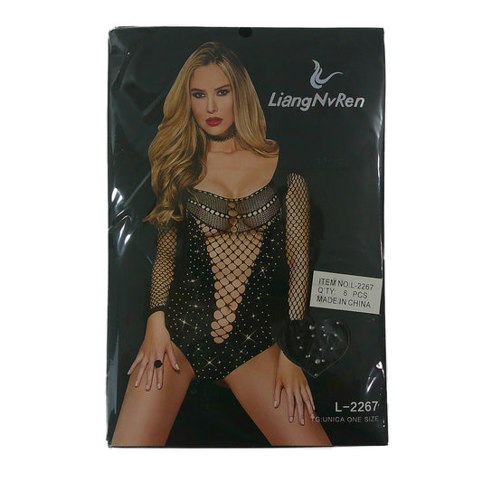 RHINESTONE BODY STOCKING L2267 (6PC)