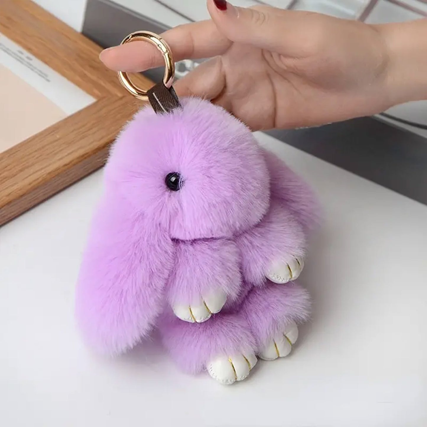 SMALL RABBIT POM POM KEY CHAIN KC0225-5 (12PC)