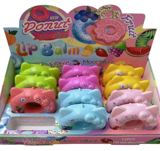 DONUT CAT EAR MOC ALLURE FRUIT LIP BALM LB996 (12PC)