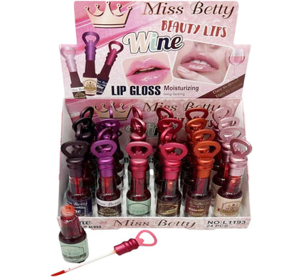 MISS BETTY WINE BOTTLE LIP GLOSS LC1193W (24PC)