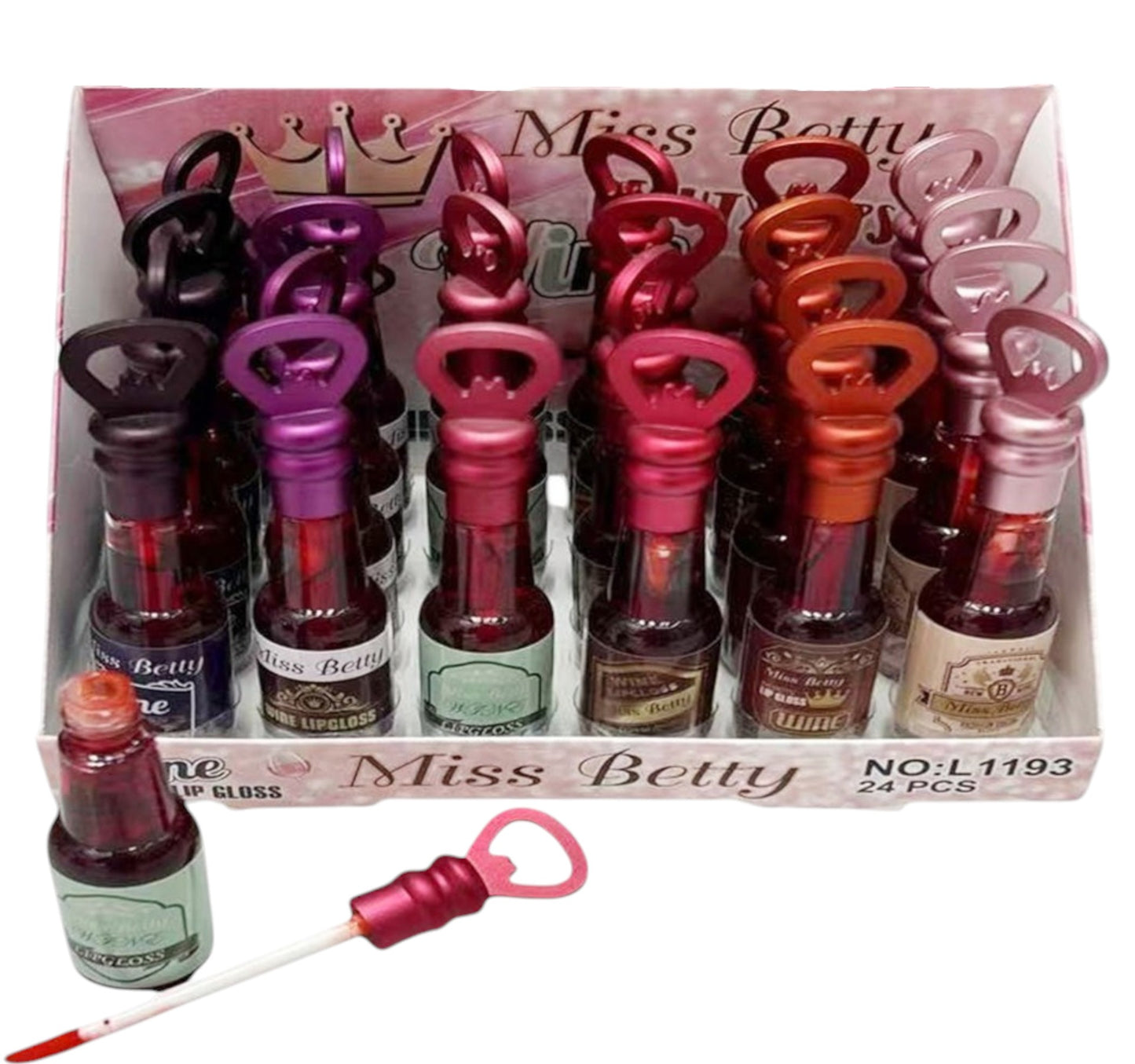 MISS BETTY WINE BOTTLE LIP GLOSS LC1193W (24PC)