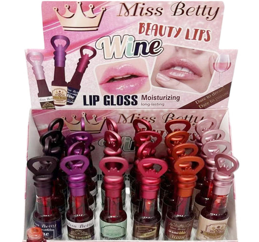 MISS BETTY WINE BOTTLE LIP GLOSS LC1193W (24PC)