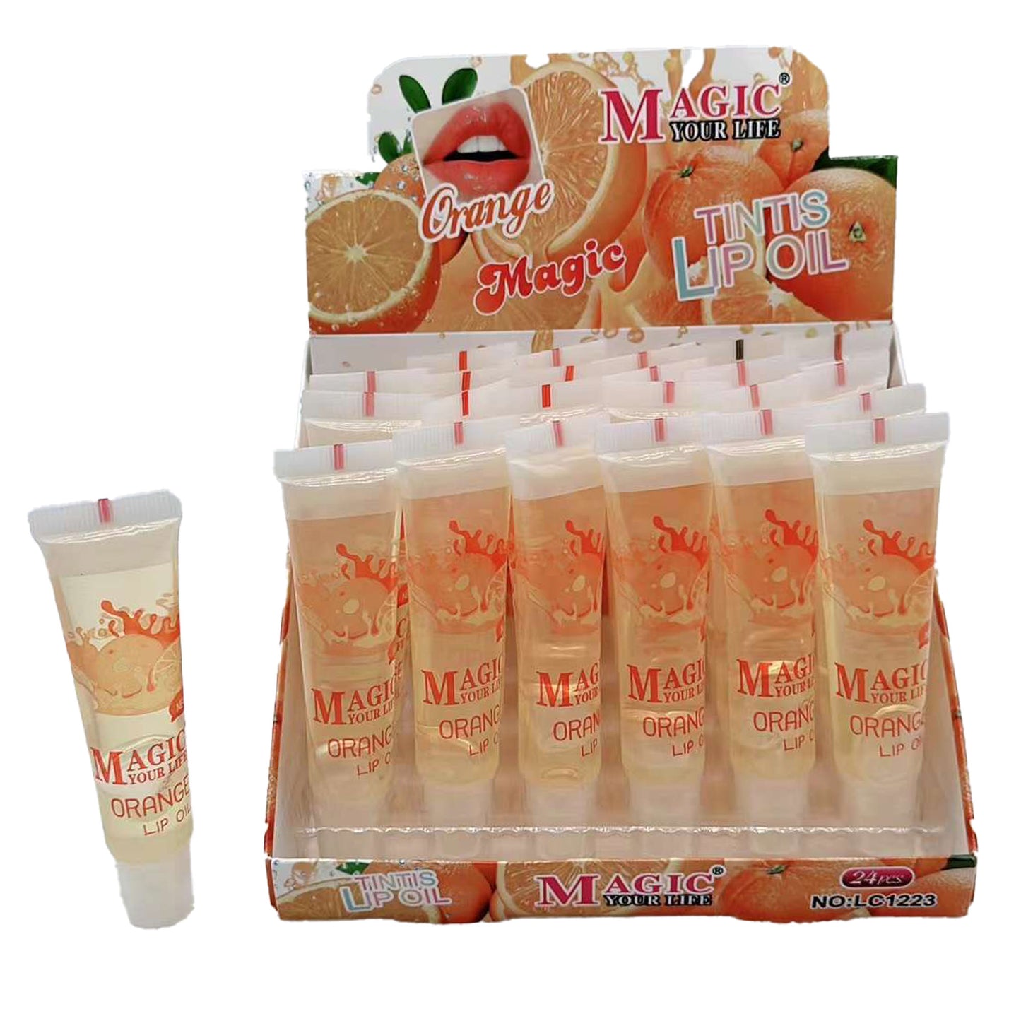 MAGIC YOUR LIFE ORANGE TINTS LIP OIL LC1223 (24PC)