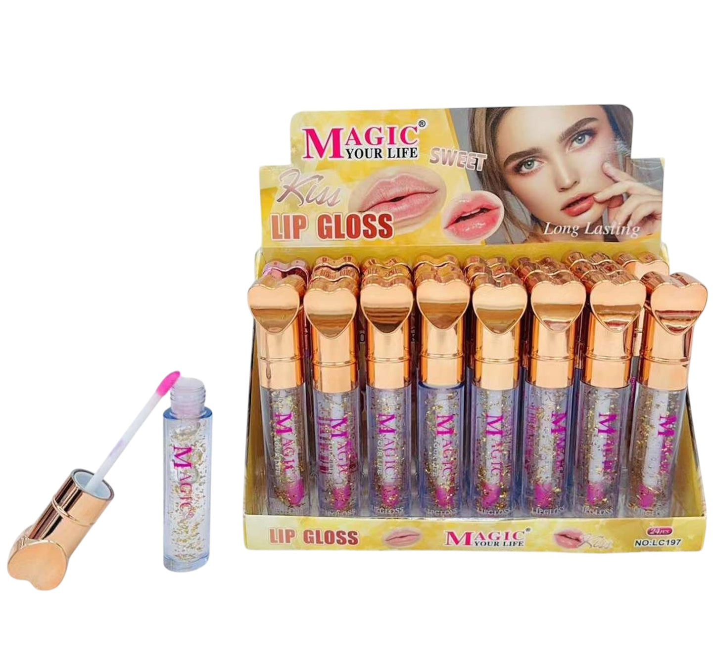 MAGIC YOUR LIFE HEART LIP GLOSS LC197 (24PC)