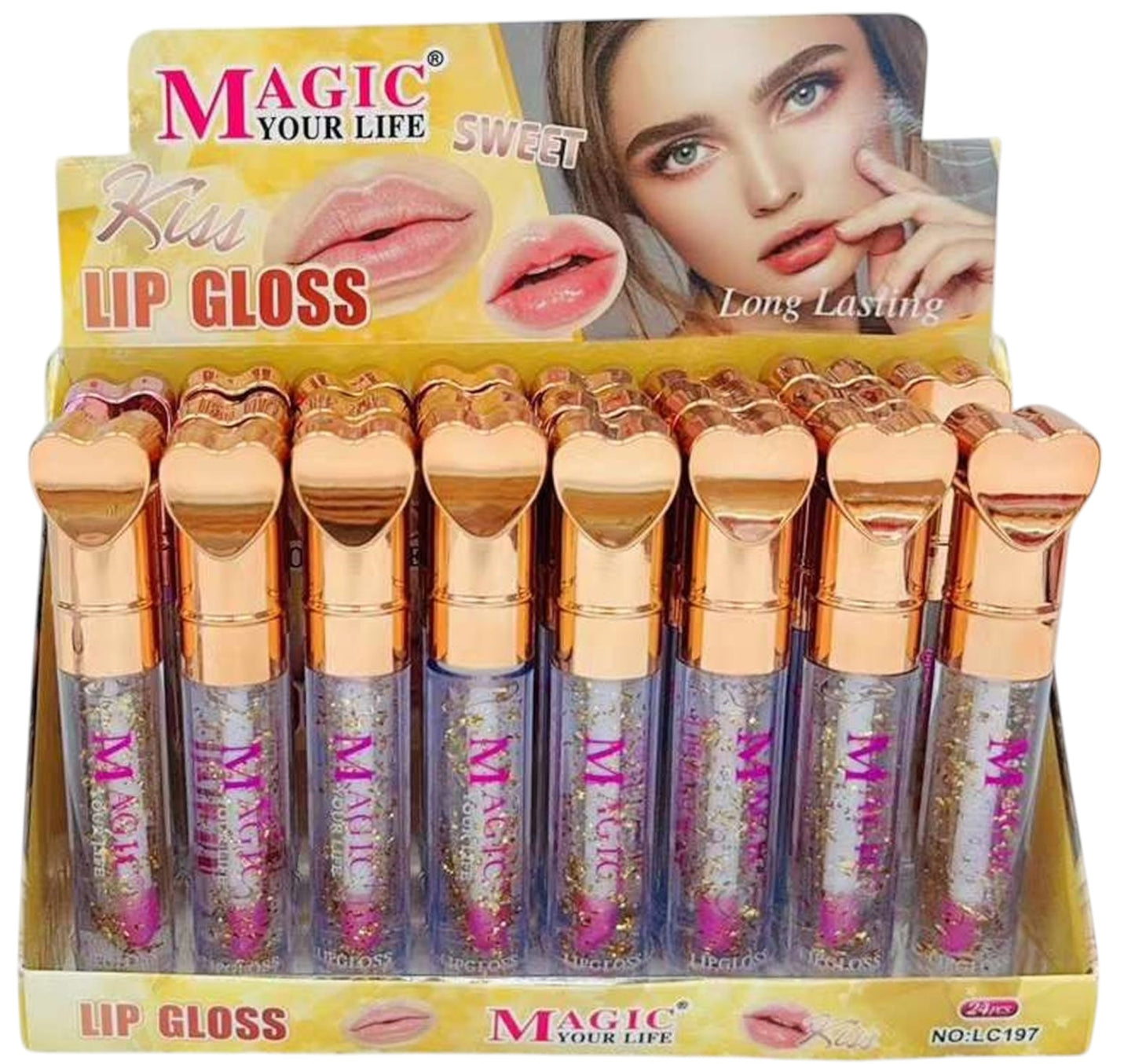 MAGIC YOUR LIFE HEART LIP GLOSS LC197 (24PC)