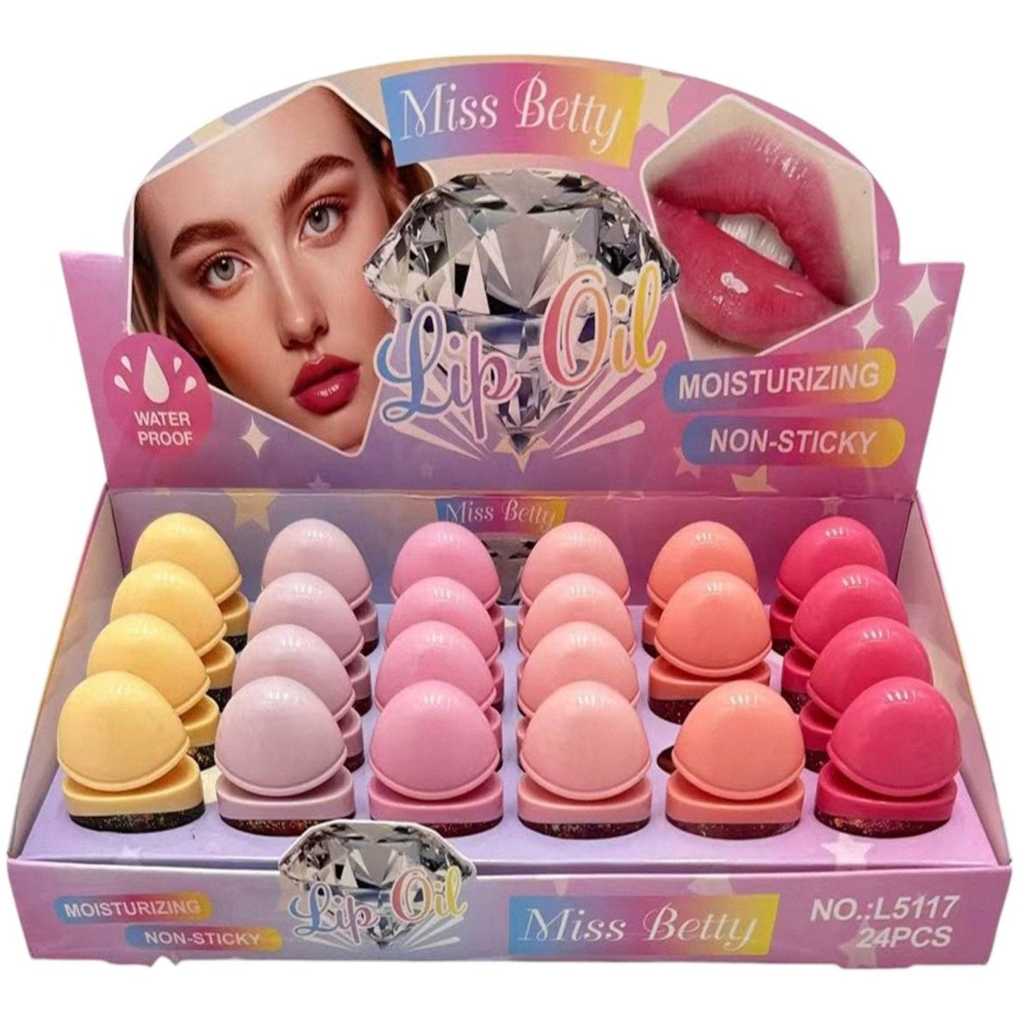 MISS BETTY WATER PROOF LIP OIL LC5117 (24PC)