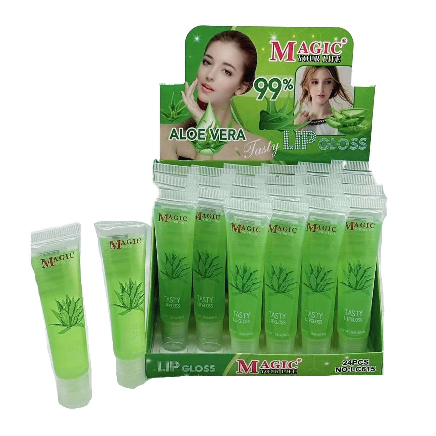 MAGIC YOUR LIFE 99% ALOE VERA LIP GLOSS LC615 (24PC)