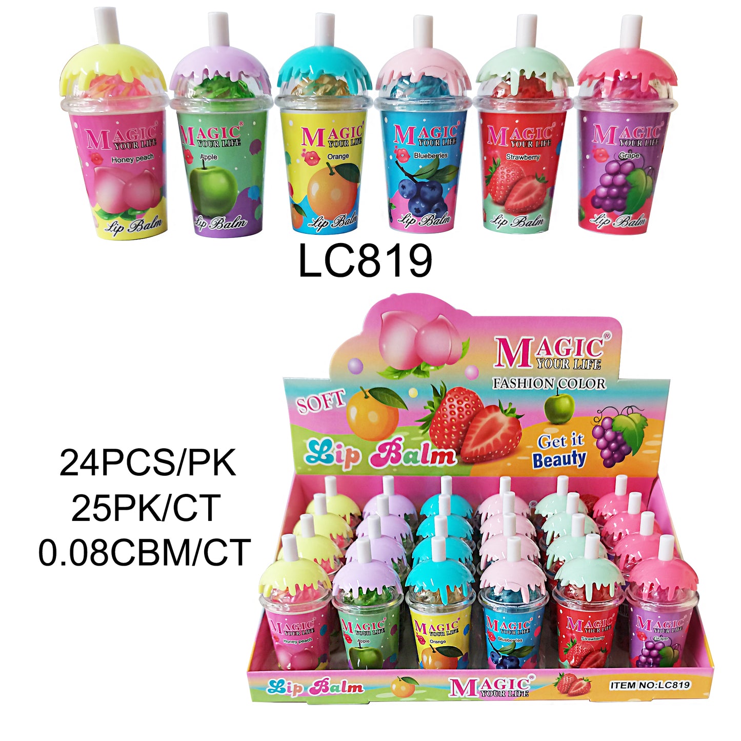 MAGIC YOUR LIFE FRUIT SMOOTHIE LIP BALM LC819 (24PC)