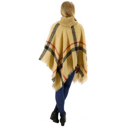 VINTAGE STYLED PLAID PONCHO P162-1(12PC)