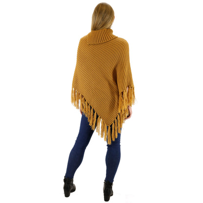 VINTAGE STYLED KNIT FRINGED PONCHO PO416-6 (6PC)