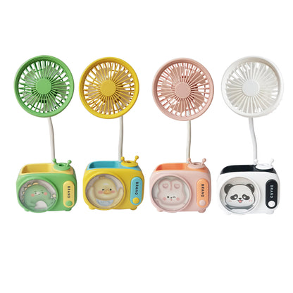 CUTE ANIMAL CARTOON STAND MINI FAN WITH PENCIL SHARPENER 352A (4PC)