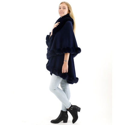 SOLID COLOR FUR DOUBLE LAYER PONCHO SH925 (3PC)