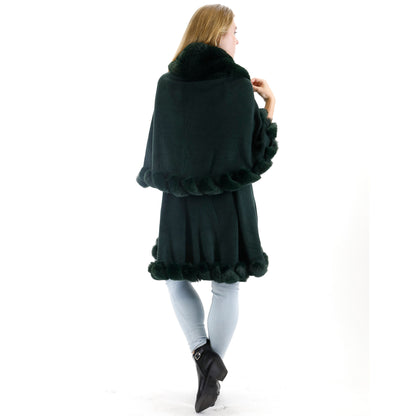 SOLID COLOR FUR DOUBLE LAYER PONCHO SH925 (3PC)