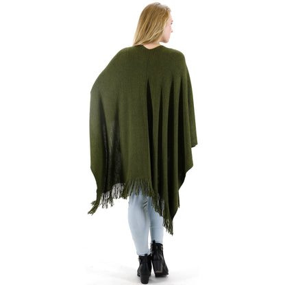 VINTAGE STYLED KNIT FRINGED POCKET SHAWL PO416-20 (4PC)