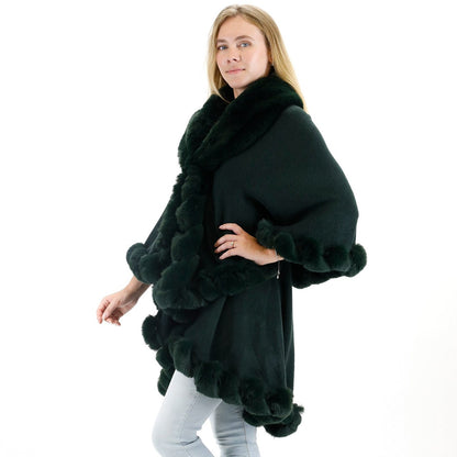 SOLID COLOR FUR DOUBLE LAYER PONCHO SH925 (3PC)