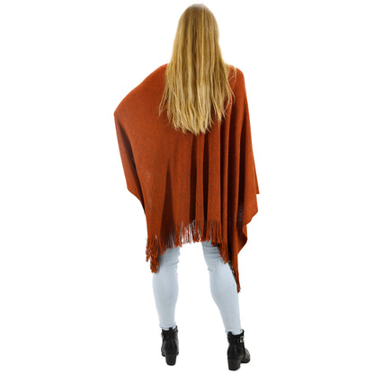 VINTAGE STYLED KNIT FRINGED POCKET SHAWL PO416-20 (4PC)